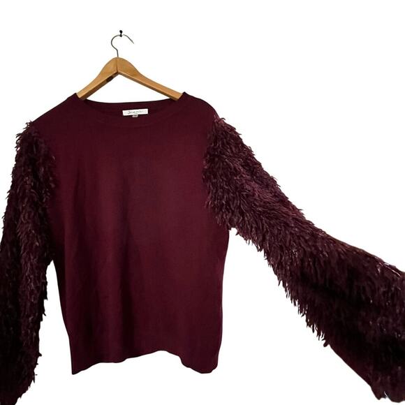 Siani Milano Burgundy Feather Sleeves Sweater Size XL - Picture 5 of 11
